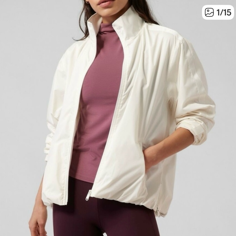 Athleta Cream Bomber Jacket